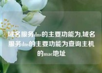 域名服务dns的主要功能为,域名服务dns的主要功能为查询主机的mac地址
