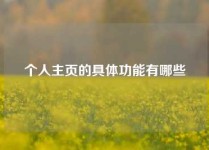 个人主页的具体功能有哪些