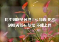 找不到服务器或 DNS 错误,找不到服务器dns地址 不能上网