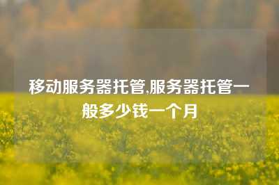 移动服务器托管,服务器托管一般多少钱一个月