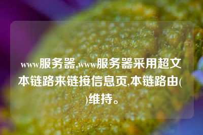 www服务器,www服务器采用超文本链路来链接信息页,本链路由( )维持。