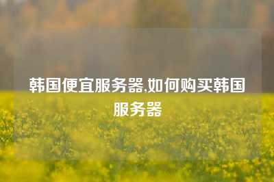 韩国便宜服务器,如何购买韩国服务器
