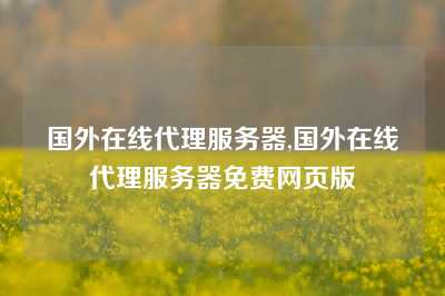国外在线代理服务器,国外在线代理服务器免费网页版
