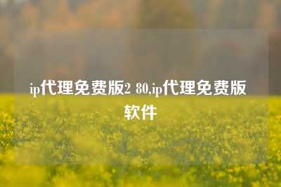 ip代理免费版2 80,ip代理免费版 软件