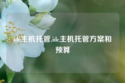 idc主机托管,idc主机托管方案和预算