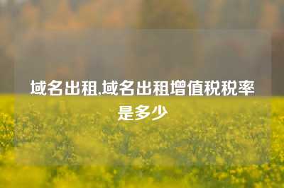 域名出租,域名出租增值税税率是多少