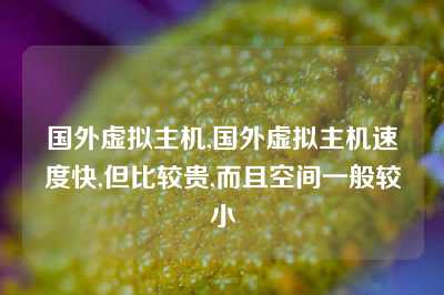 国外虚拟主机,国外虚拟主机速度快,但比较贵,而且空间一般较小