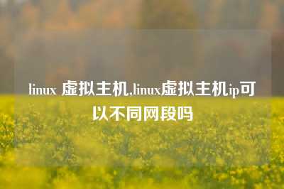 linux 虚拟主机,linux虚拟主机ip可以不同网段吗