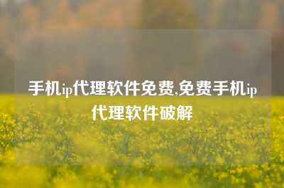 手机ip代理软件免费,免费手机ip代理软件破解