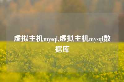 虚拟主机mysql,虚拟主机mysql数据库