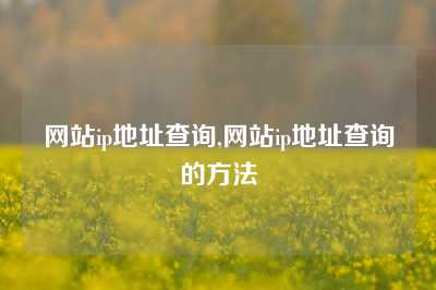 网站ip地址查询,网站ip地址查询的方法