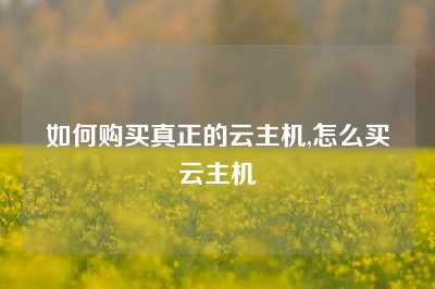 如何购买真正的云主机,怎么买云主机
