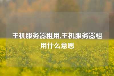 主机服务器租用,主机服务器租用什么意思