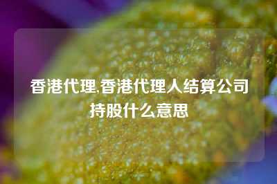 香港代理,香港代理人结算公司持股什么意思