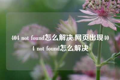 404 not found怎么解决,网页出现404 not found怎么解决