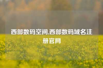 西部数码空间,西部数码域名注册官网