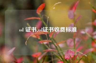 ssl 证书,ssl证书收费标准