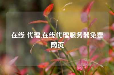 在线 代理,在线代理服务器免费网页