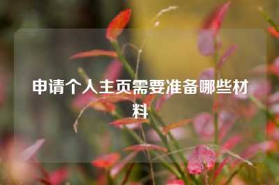 申请个人主页需要准备哪些材料