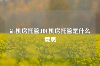 idc机房托管,IDC机房托管是什么意思
