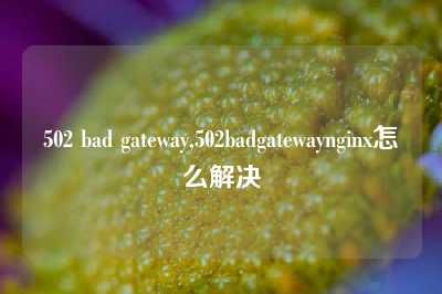 502 bad gateway,502badgatewaynginx怎么解决