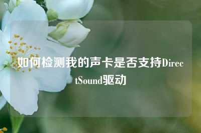 如何检测我的声卡是否支持DirectSound驱动