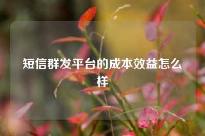 短信群发平台的成本效益怎么样