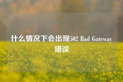 什么情况下会出现502 Bad Gateway错误