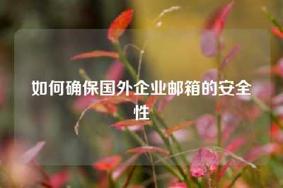 如何确保国外企业邮箱的安全性