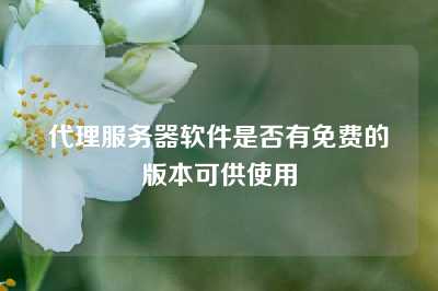 代理服务器软件是否有免费的版本可供使用