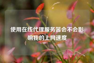 使用在线代理服务器会不会影响我的上网速度