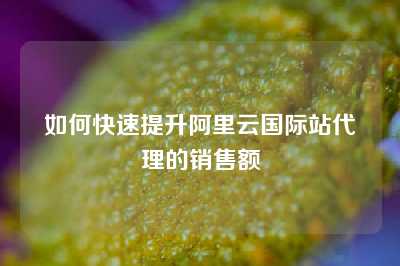 如何快速提升阿里云国际站代理的销售额