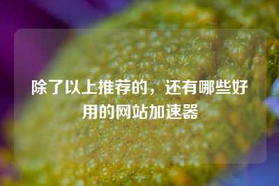 除了以上推荐的，还有哪些好用的网站加速器