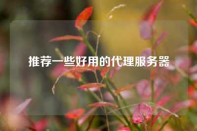推荐一些好用的代理服务器