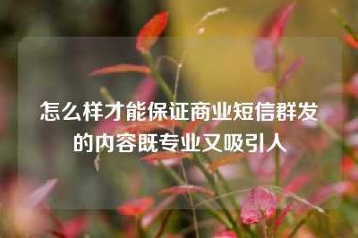 怎么样才能保证商业短信群发的内容既专业又吸引人