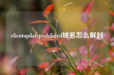 clientupdateprohibited域名怎么解封