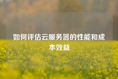 如何评估云服务器的性能和成本效益
