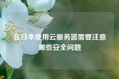 在日本使用云服务器需要注意哪些安全问题
