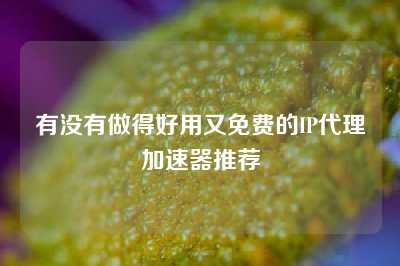 有没有做得好用又免费的IP代理加速器推荐
