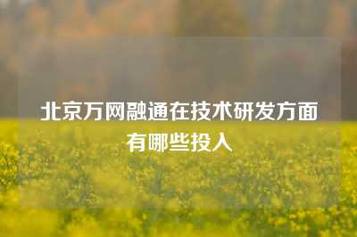 北京万网融通在技术研发方面有哪些投入