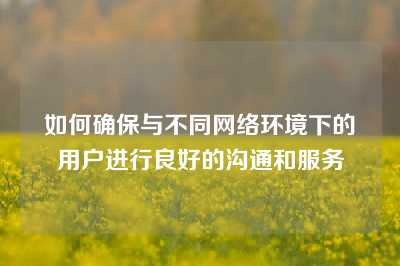 如何确保与不同网络环境下的用户进行良好的沟通和服务