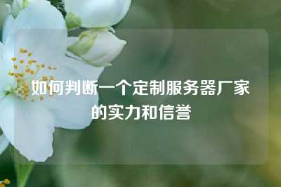 如何判断一个定制服务器厂家的实力和信誉