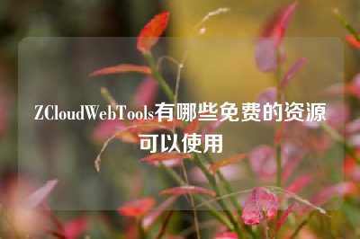 ZCloudWebTools有哪些免费的资源可以使用
