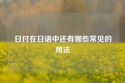 日付在日语中还有哪些常见的用法
