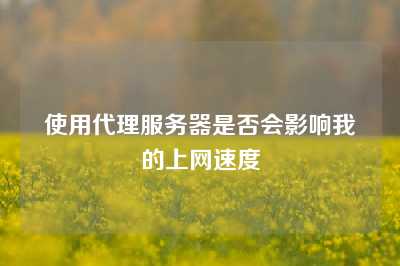 使用代理服务器是否会影响我的上网速度