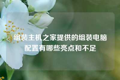 组装主机之家提供的组装电脑配置有哪些亮点和不足