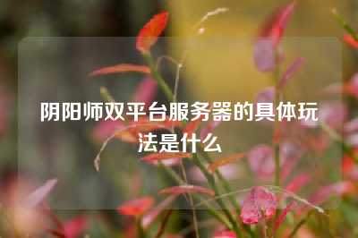 阴阳师双平台服务器的具体玩法是什么