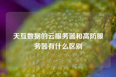 天互数据的云服务器和高防服务器有什么区别