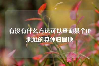 有没有什么方法可以查询某个IP地址的具体归属地