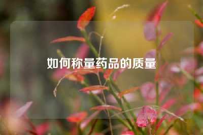 如何称量药品的质量